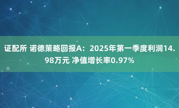 证配所 诺德策略回报A：2025年第一季度利润14.98万元 净值增长率0.97%